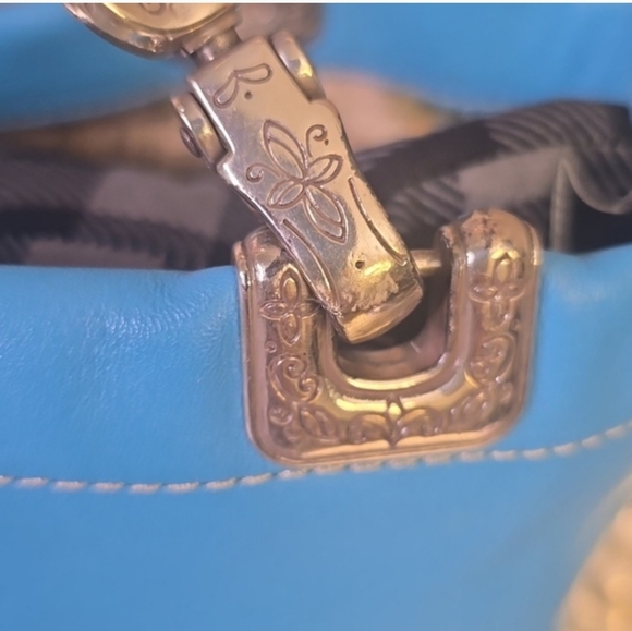 Brighton Jodi Blue Heart Reversible Leather Tote Shoulder Bag - Picture 4 of 7